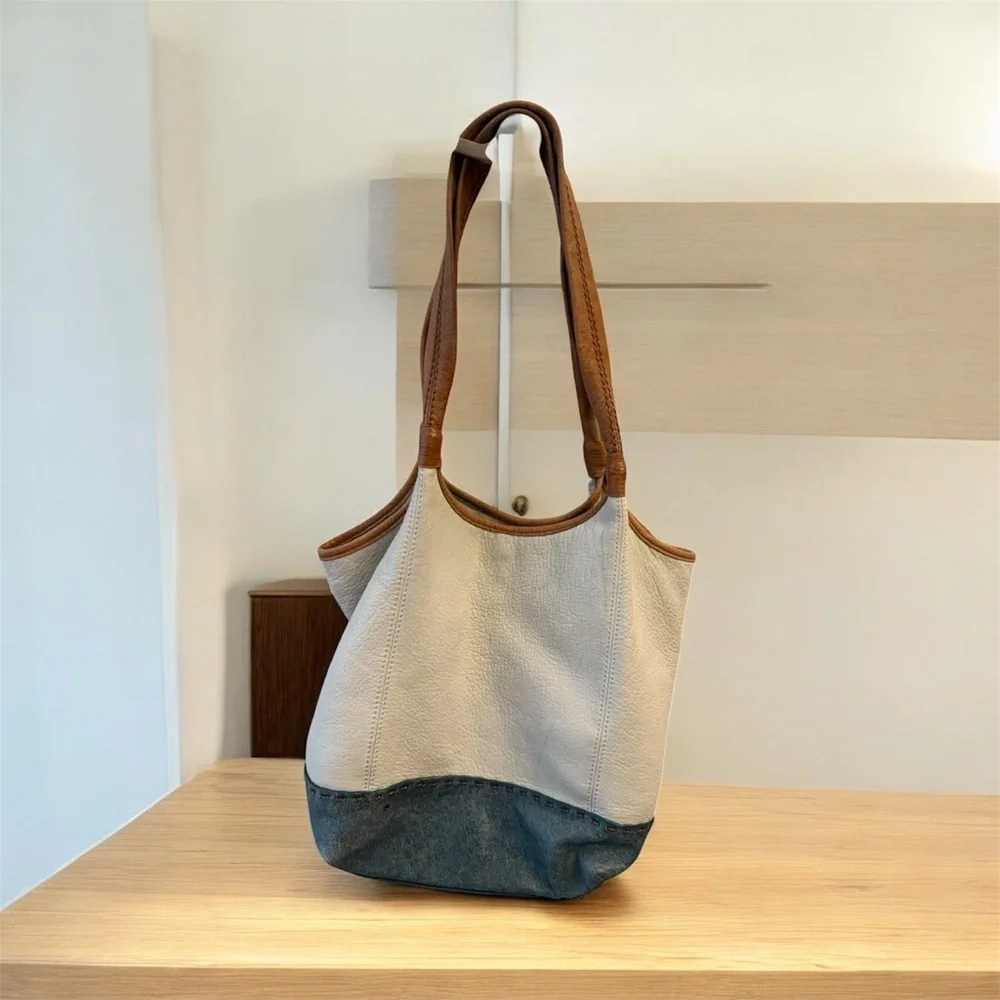 The Sak Tan and Brown Tote Bag | Leather Shoulder Bag. Two Toned. Bohemian